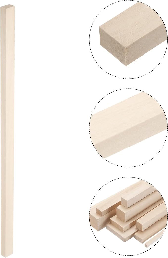 MECCANIXITY 6pcs Wood Sticks, 3/8"x 3/5" x 15" Rectangle Wooden Cube Wood - Image 3