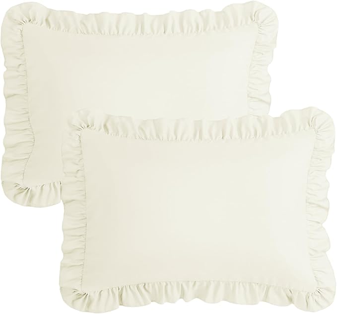 KKJIAF Ruffle Pillow Cases King Size Set of 2, Ruffled Pillow Covers - Image 7