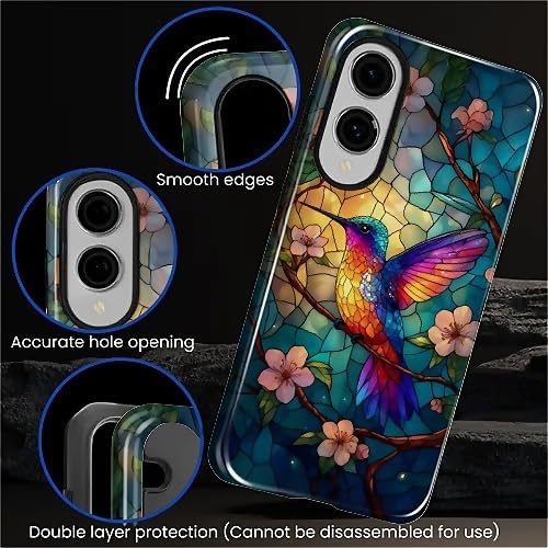 for Samsung Galaxy S25 Edge Case, Stained Glass Hummingbird Pattern Glossy 2 in - Image 5