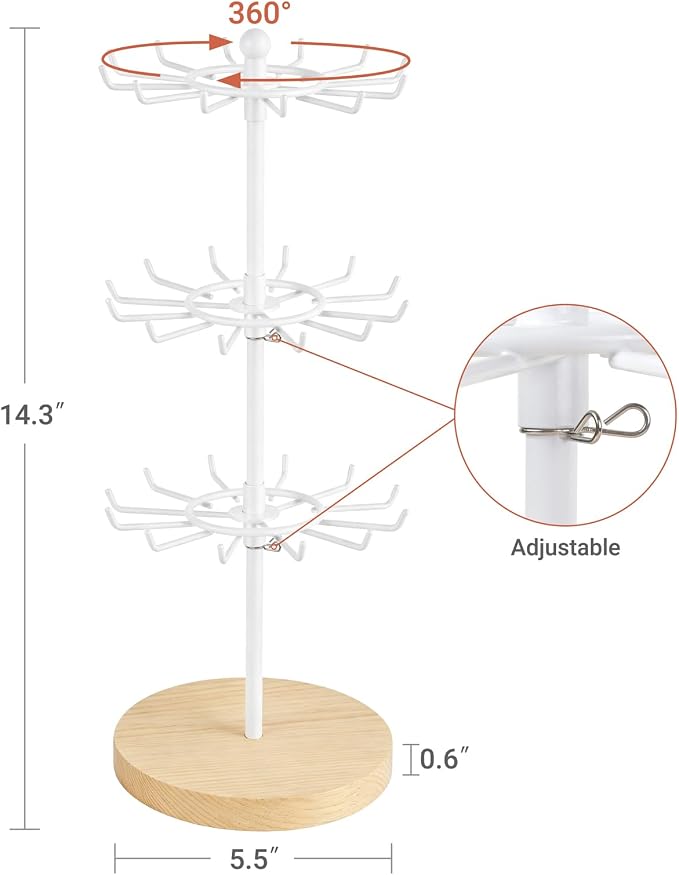 Mkono Bracelet Holder Gold Metal Rotating Bracelet Display Stand 3 Tier Jewelry - Image 5