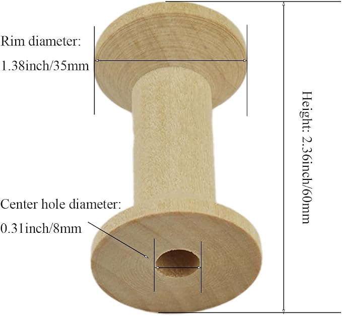 HAHIYO 2.36Inch/6cm 4PCs Natural Wood Unfinished Wooden Empty Thread Spool - Image 2