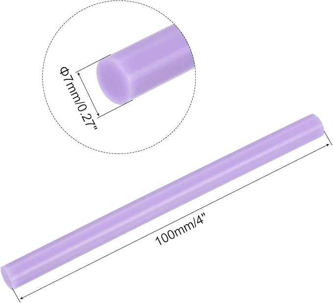uxcell Mini Hot Glue Sticks for Glue Gun 7mm x 100mm Light Purple 12pcs - Image 2