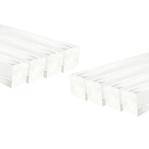 8Pcs Clear Acrylic Square Rods, 8mm x 300mm Transparent Plastic Dowel Sticks by HXymxkeqi
