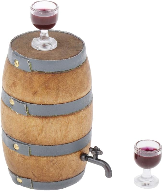Mini House Drink Accessories Miniature Wooden Beer Barrel Figurine Wine Barrel - Image 3