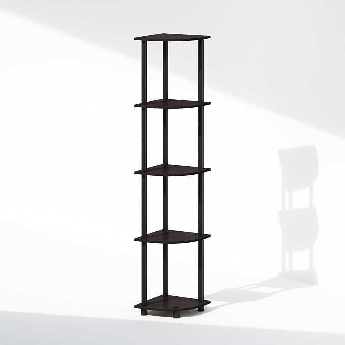 Furinno Turn-N-Tube Storage Shelves, 5-Tier Book Shelf, Corner Shelf, Toolless - Image 4
