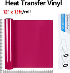 guangyintong Rose Red Heat Transfer Vinyl HTV Rolls, Glossy Surface Rose Red - Image 2
