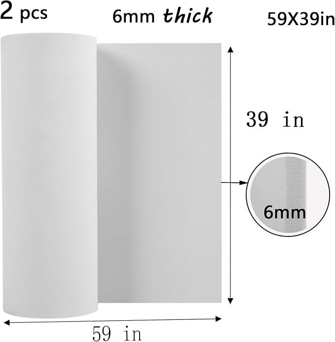 AMZQNART 2Pcs EVA Foam 6mm, Cosplay Foam 39x59 inch White, High Density 90 kg/m³ - Image 2