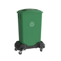 23 Gallon Green Recycle Slim Jim Trash Can with Bottle Slot Lid and Dolly