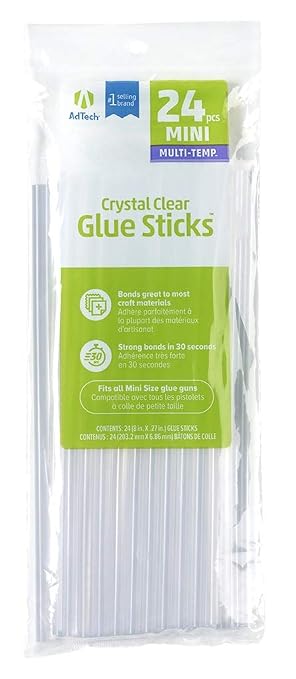 AdTech 8" Mini Hot Glue Stick-24pk, Part# W220-3824 by AdhesiveTechnologies