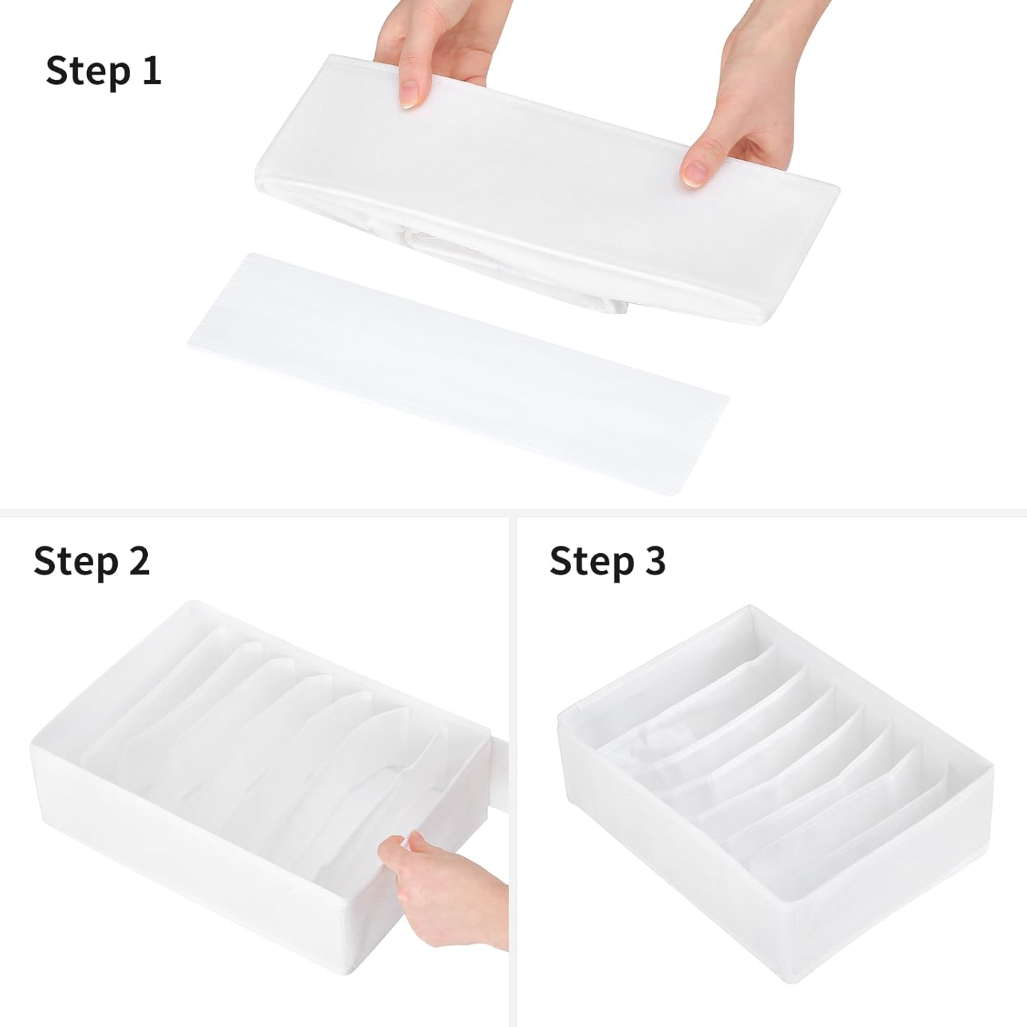 4 Packs T-shirt Drawer Organizers for Clothing,8 Grids Compartment Wardrobe Storage Box, Washable Clothes Organizer for Folded Clothes, T-shirt, Legging, Silk Scarve-White