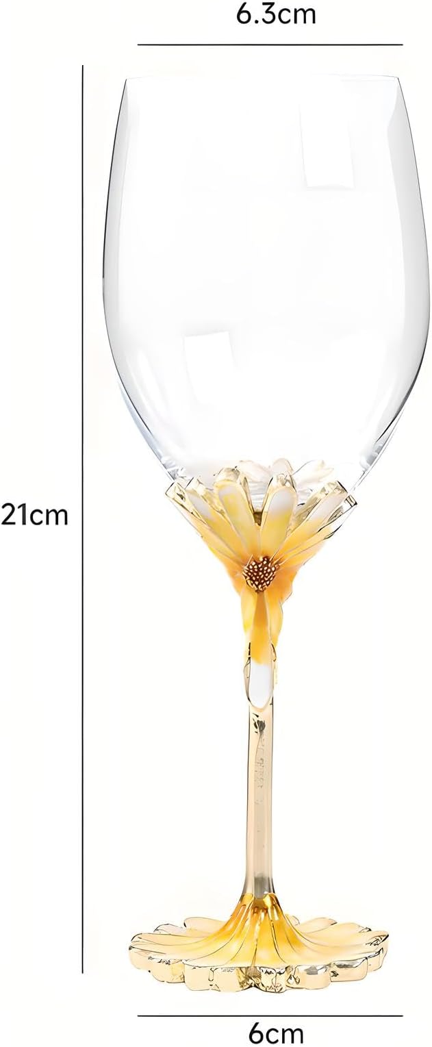 Simcat Handmade Painted Enamel Flower Glass Wine Glasses Transparent Refined - Image 2