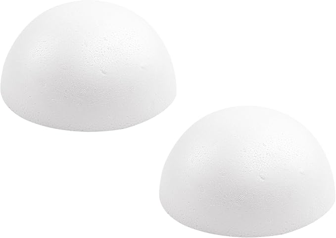 Crafjie 2PCS 6 Inchs White Foam Balls Half Round Polystyrene Half Foam Balls by Crafjie