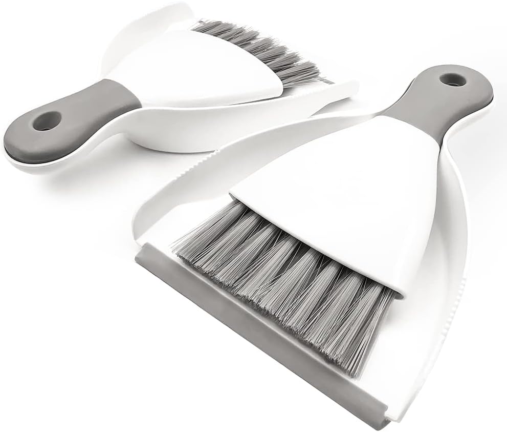 Small Dust Pan and Brush Broom - Dust Pan and Brush Set, Small Dustpan and Brush Set, Hand Broom and Dustpan Set, Dustpan with Brush, Dustpan and Brush Set is Daily Clean Tool for Family. （Gray 2 Set）