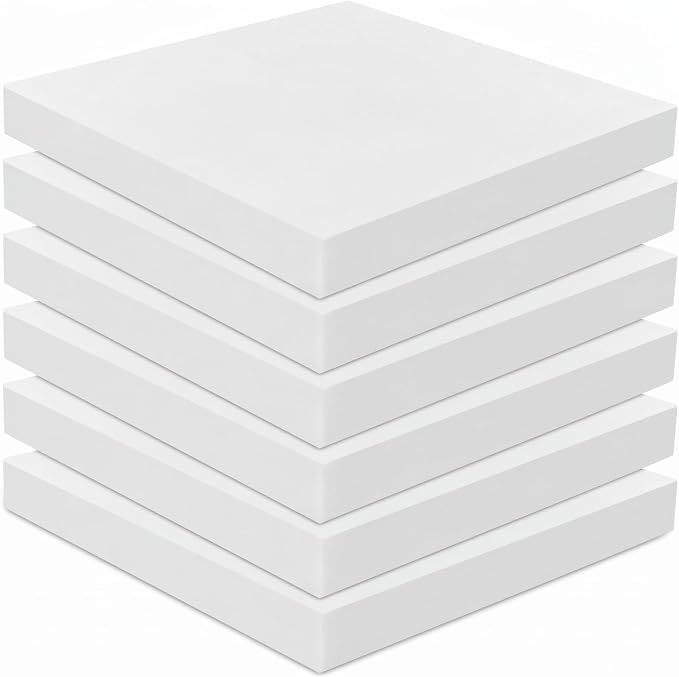 Frienda 6 Pack 3" X 19" X 19" Upholstery High Density Foam Cushion White by Frienda