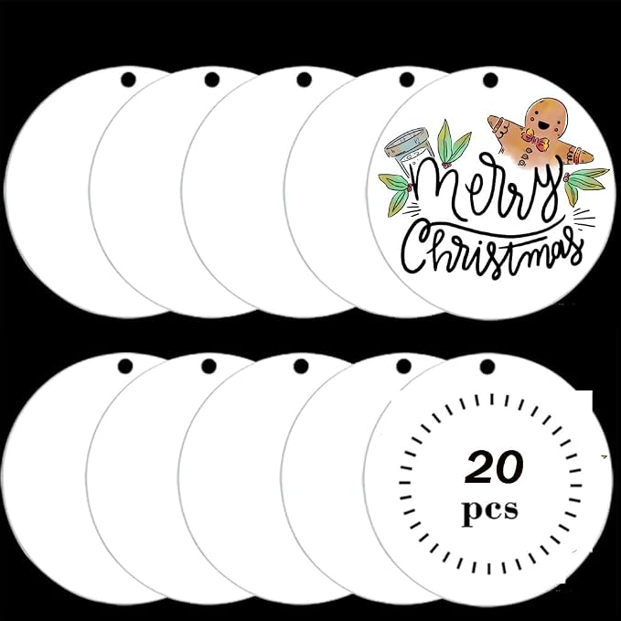 20 Pieces 3.5Inch Acrylic Keychain Blanks White Acrylic Ornament Blanks Bulk by XWAIO