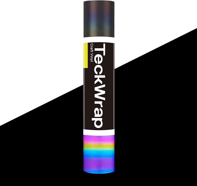 TECKWRAP Black Holographic Reflective Adhesive Vinyl Flashlight Sensitive Vinyl by TECKWRAP