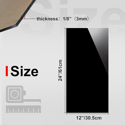 KINLINK 12x24 Acrylic Sheets, 1/8inch Black Plexiglass Sheets, Picture Frames - Image 2