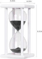 BELLAWARE Hourglass Timer with Black Sand, 60 Minute White Wood Sand Timer | - Image 5