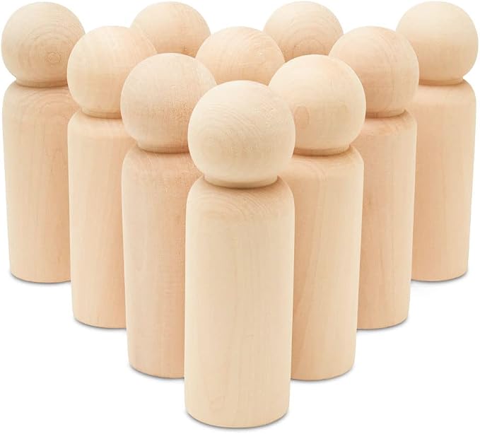 Small Wooden Peg Dolls Unfinished 5 1/2 inch, Giant Man Shape by Woodpeckers