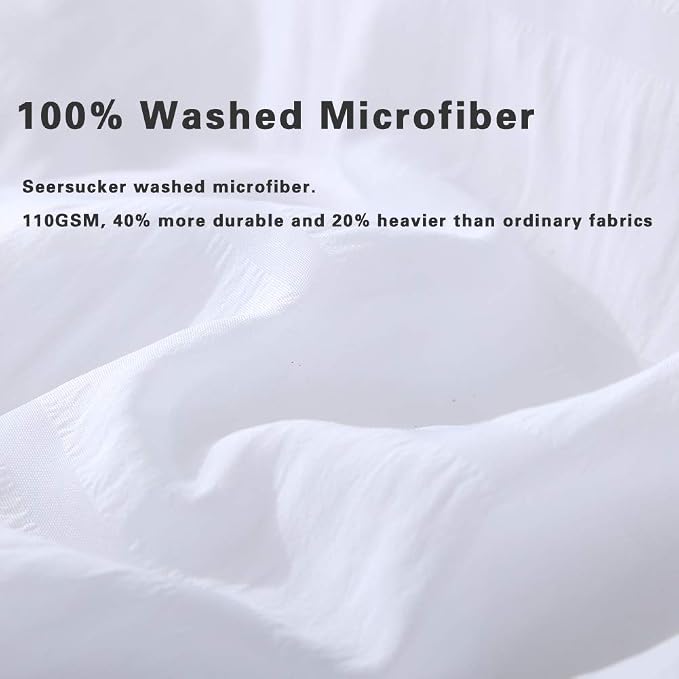AveLom White Duvet Cover Set California King Size, 3 Pieces, Seersucker Soft - Image 3
