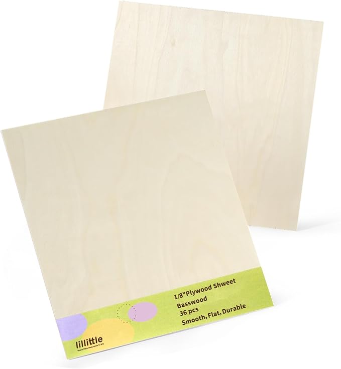 36 Pack Basswood Plywood Sheets 12"x12"x1/8", Basswood by lilLittle