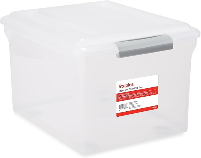 Staples Store & Slide Hanging File Box, Latch Lid, Letter/Legal Size by Staples
