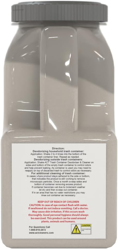 ACT Trash Deodorizer and Cleaner | Eliminates Odors Controls Garbage Sludge | for Garage and Outdoor Bins | Dry Powder Eco-Friendly 10lb
