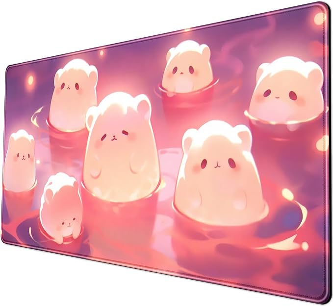 Kawaii Pastel Pink Desk Mat Cute Cat Large Mouse Pad Desk Pad Large Mouse and - Image 5