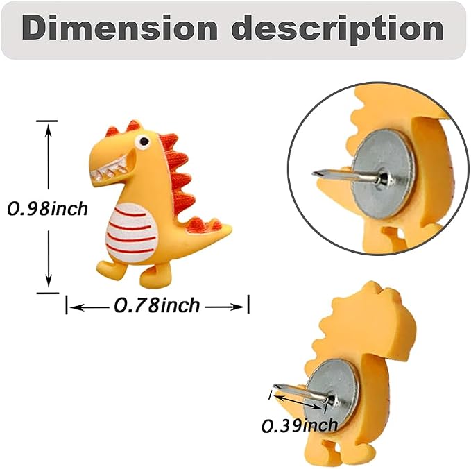 30 pcs Cute Dinosaur Decorative Push Pin Animal Thumbtack Photo Memo Note - Image 2