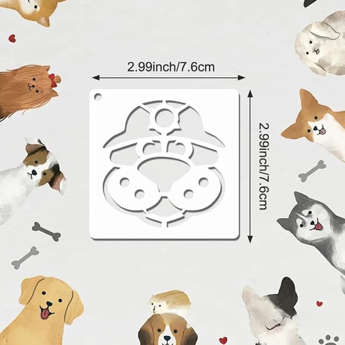 65-Pack Dog Theme Reusable Stencils, 3x3 Inch Painting Templates - Image 2
