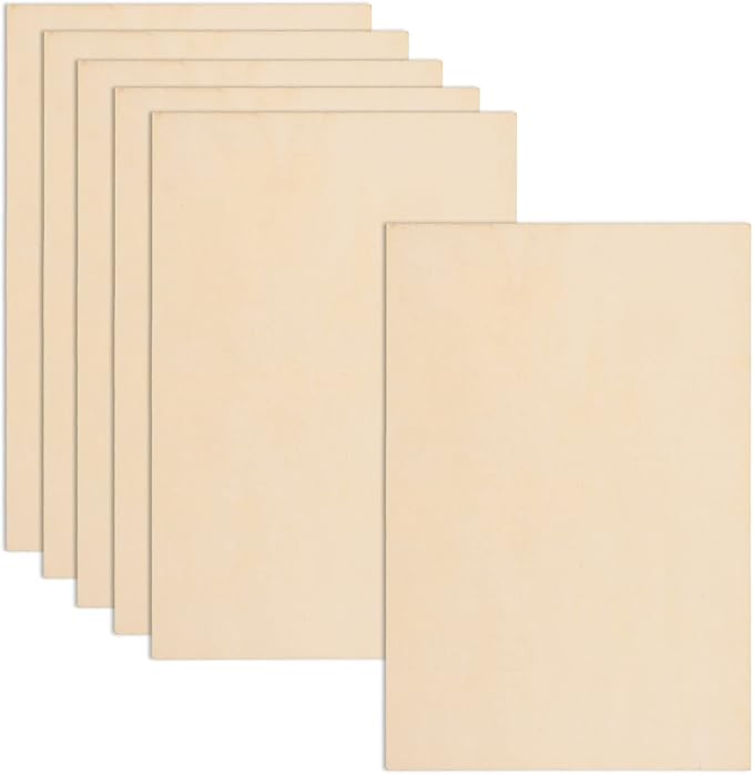 6 Pack Basswood Sheets 12 x 18 x 1/8 Inch-3 mm Unfinished Plywood by AWIZOM