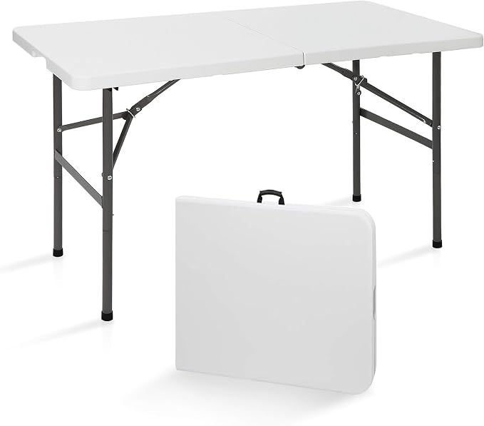 SUPER DEAL Portable 4 Foot Plastic Folding Table, Small Indoor Outdoor Heavy by Superdeal