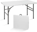 SUPER DEAL Portable 4 Foot Plastic Folding Table, Small Indoor Outdoor Heavy by Superdeal