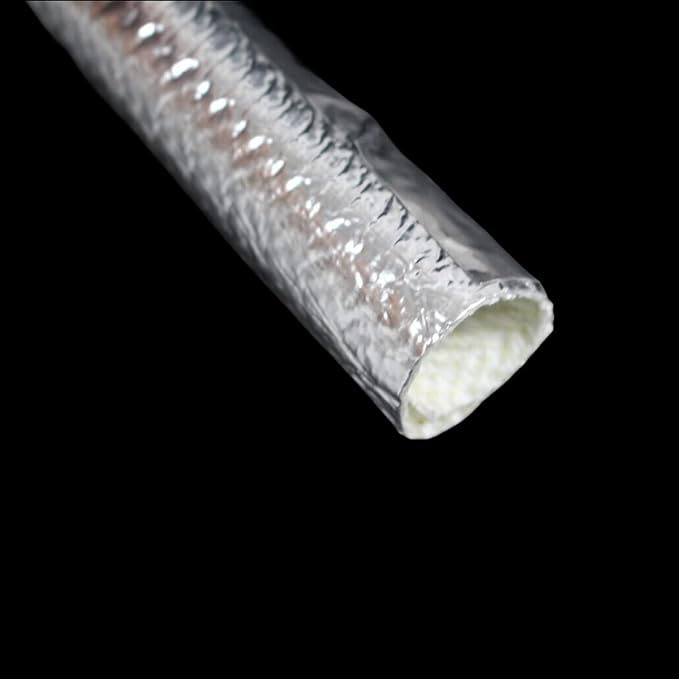 6mm - 1/4" Self Adhesive Aluminum Heat Reflective Fiberglass Sleeving Side - Image 8