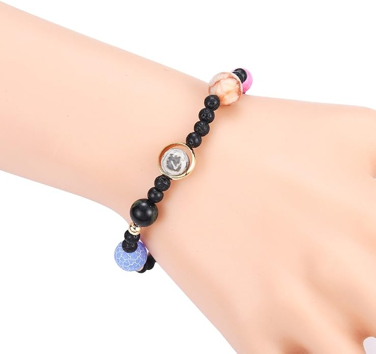Women Stone Bead Charm Bracelet Universe Galaxy the Eight Planets Nine Planets - Image 3
