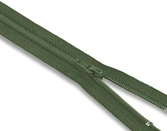 12 Inch Army Green Nylon Coil Zipper | Closed-End Non-Separating Zipper - Image 3