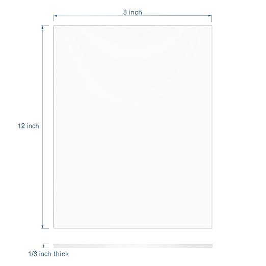 KAITELA Pack of 10 Clear Acrylic Sheet 8" x 12" Cast Plexiglass Panel 1/8" - Image 3