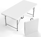VINGLI 4 FT Plastic Folding Camping Table, 3-Level Adjustable Height, Portable by VINGLI