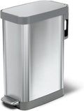 Glad Slim Trash Can with Clorox Odor Protection - Narrow Kitchen Garbage Bin with Soft Close Lid, Step On Foot Pedal and Waste Bag Roll Holder, All Stainless, 45 Liter