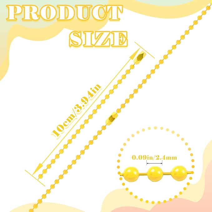 300Pcs Stainless Steel Ball Chain Set, 2.4mm Bead Chains 10 Colors 3.9 Inch - Image 2