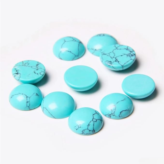 20pcs 6mm Natural Stone No Hole Turquoise Semicircle Smooth Cabochons Beads - Image 2