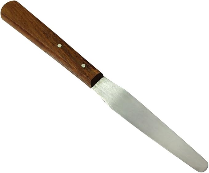 HTS 316V8 8.5" Tapered Wood Handle Stainless Steel Palette Knife by HTS