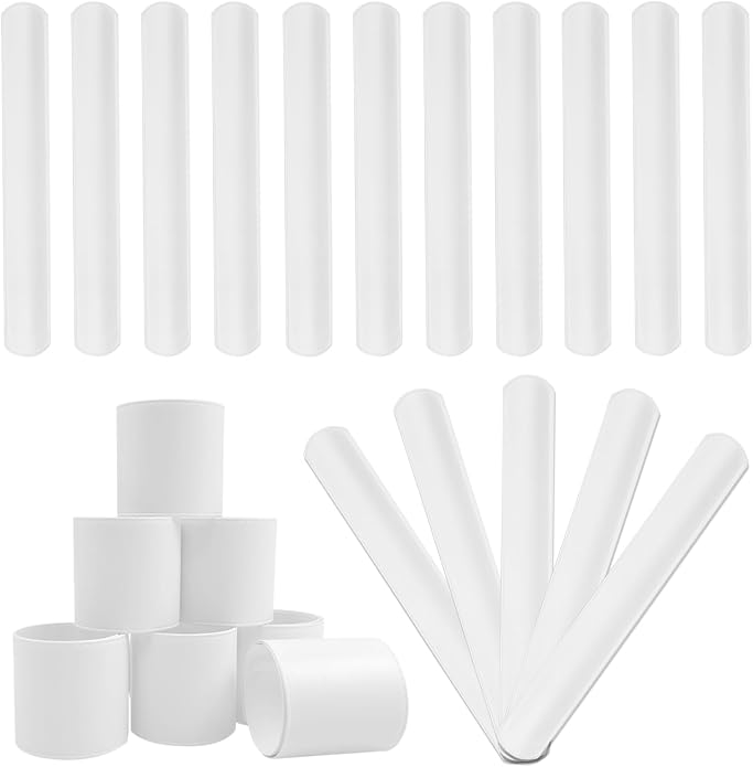 White Blank Slap Bracelets Bulk 36 PCS by Unknown