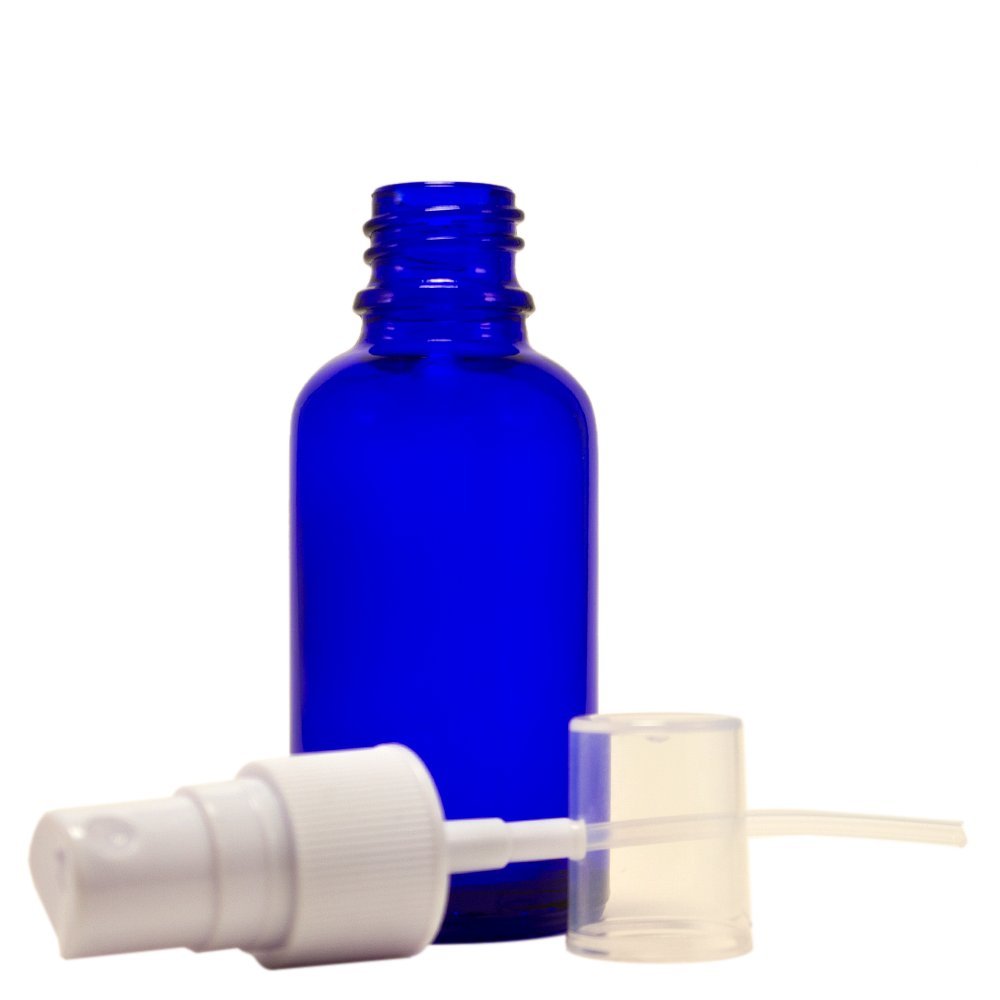 1 oz Cobalt Blue Boston Round Glass Bottle with Fine Mist sprayer 12/bx