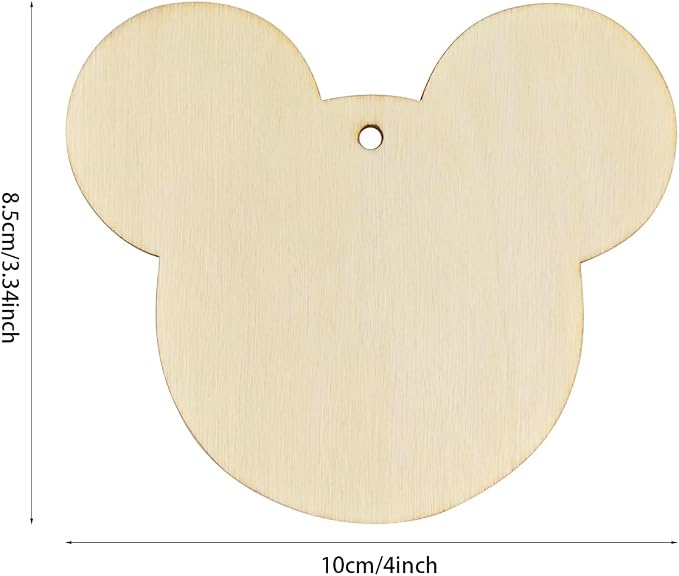 30 Pack 4 Inch Wood Mouse Head Cutouts Unfinished Wood Mouse Head Crafts Wooden - Image 2