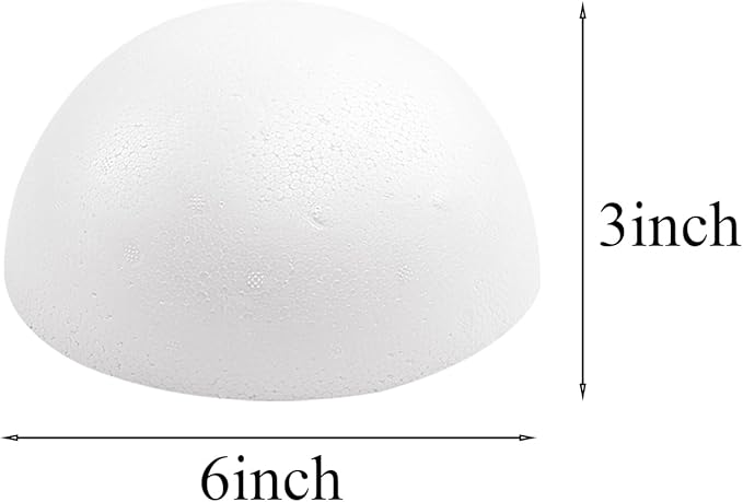 Crafjie 2PCS 6 Inchs White Foam Balls Half Round Polystyrene Half Foam Balls - Image 2