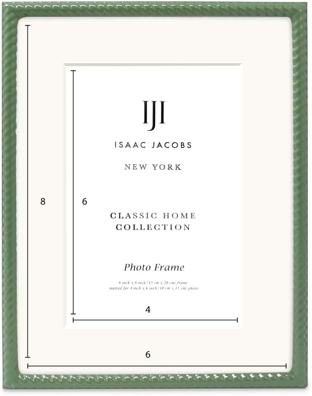 Isaac Jacobs 6x8 Green Metal Rope Border Picture Frame, Horizontal & Vertical - Image 4