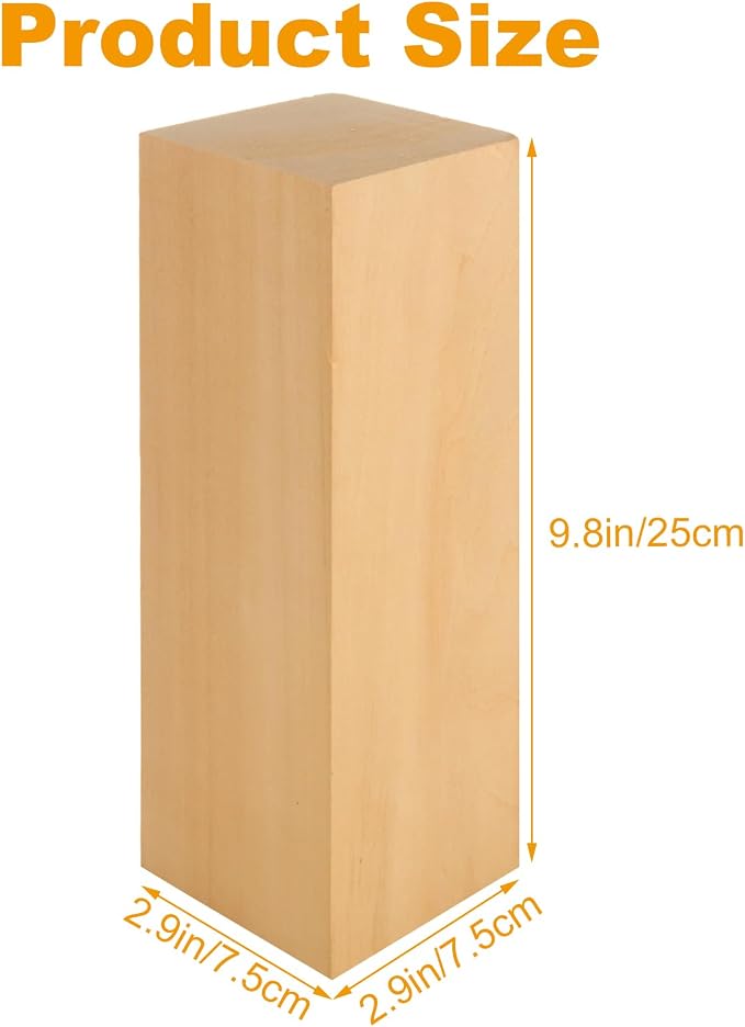 2 Pack 10x3x3 inch Basswood Carving Blocks, Unfinished Bass Wood Blocks - Image 2