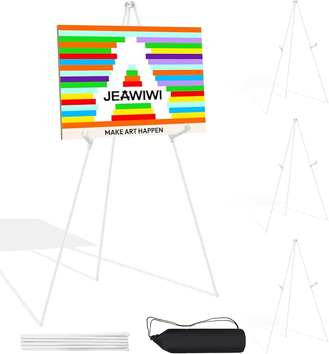 JEAWIWI 4PCS White Easel Stand for Wedding Sign Stand, 66 Inch Adjustable Metal by JEAWIWI