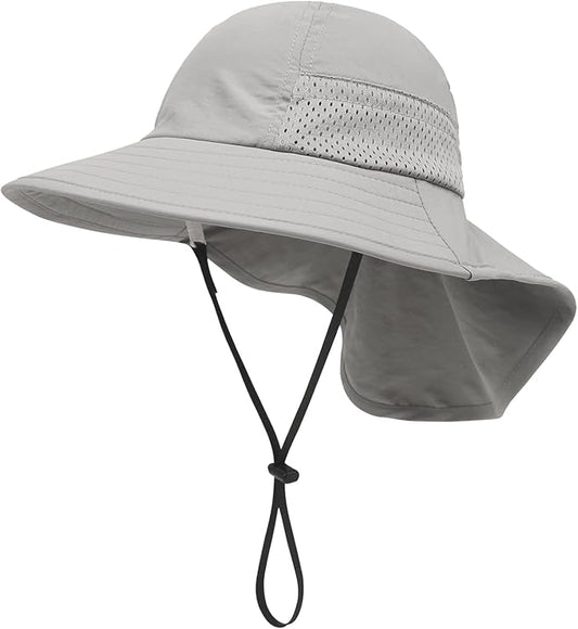 XIAOHAWANG Girls Sun Hat Baby Beach Hats Boys UPF 50+ Kids Summer Protection Cap Toddler Breathable Caps Wide Brim Neck Flap